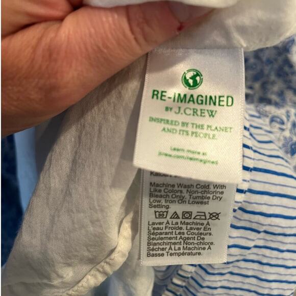 J. Crew Size 3X Blue White Paisley Floral Tiered Sundress - Picture 5 of 9